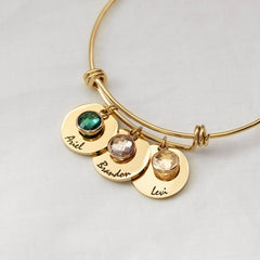 Twelfth Birthday Stone Round Piece Retractable Bracelet