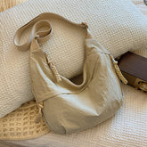 Washed Wrinkled Nylon Shoulder Travel Messenger Bag