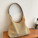 Retro Straw Woven Tote Bag Shoulder Large Capacity Beach Bag