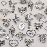 Girl Rhinestone Inlaid Zircon Moon Pendant DIY Handmade Beaded Material Accessory