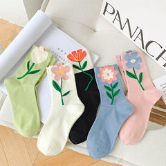 Three-dimensional Tulip Cotton Socks Tube Socks College Style