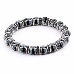 Haematite Beaded Bracelet Single Circle Couple Micro Inlay Rhinestones
