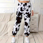 Women's Fashion Cow Print Pattern Loose Trousers