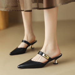 Casual Pointed-toe Mules Shoes High Heel Toe Box Half Slippers