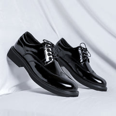 Mid-top British Patent Leather Shoes Big Toe All-match