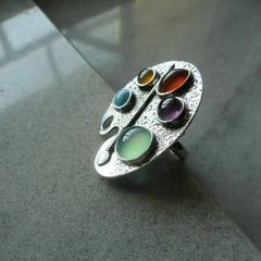 Creative Multicolor Oval Palette Index Finger Ring