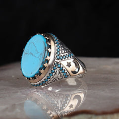 Retro Personalized Blue Zircon Ring