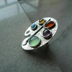 Creative Multicolor Oval Palette Index Finger Ring