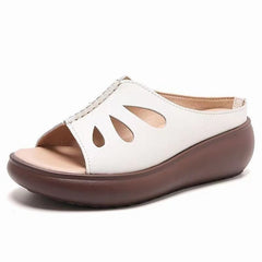 Mid-heel Outdoor Hollow Women's Slippers For Middle-aged Women
