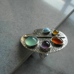 Creative Multicolor Oval Palette Index Finger Ring