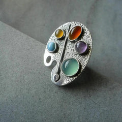 Creative Multicolor Oval Palette Index Finger Ring
