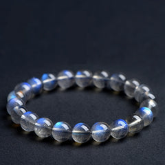 7A Level Natural Gray Moonstone Blue Light Ball Bracelet