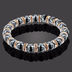 Haematite Beaded Bracelet Single Circle Couple Micro Inlay Rhinestones