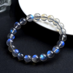 7A Level Natural Gray Moonstone Blue Light Ball Bracelet