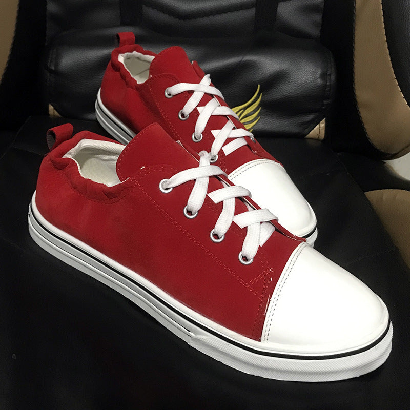 Shallow Flat Heel Lace-Up Canvas Sneakers