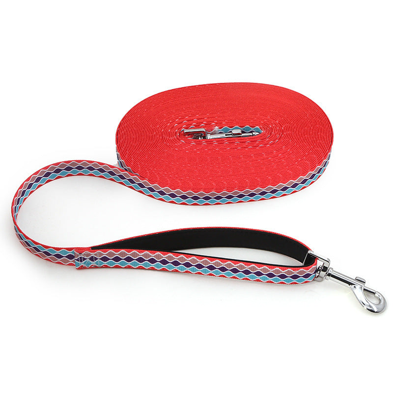 Large, Medium And Small Dog Lengthened Pet Traction Rope 15 Meters Free Training Dog Custom Printing Competition-Level Training Rope