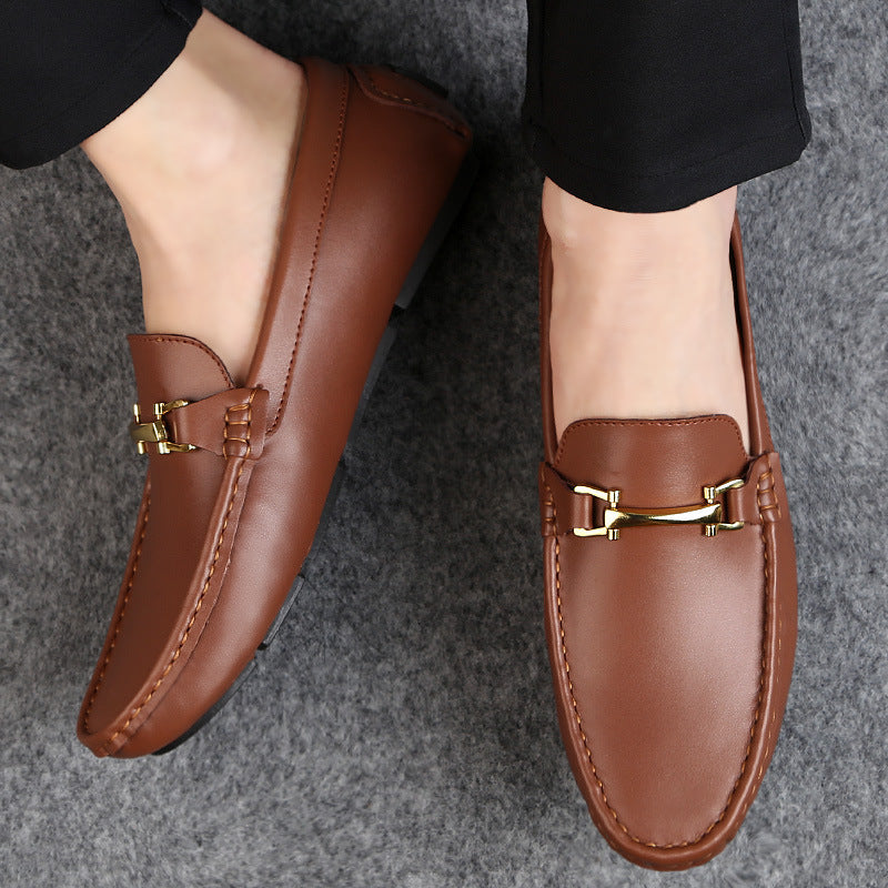 Spring And Summer Men'S Peas Shoes Korean Men'S Shoes Cowhide Driving Trendy Shoes Cross-Border Large Size Shoes
