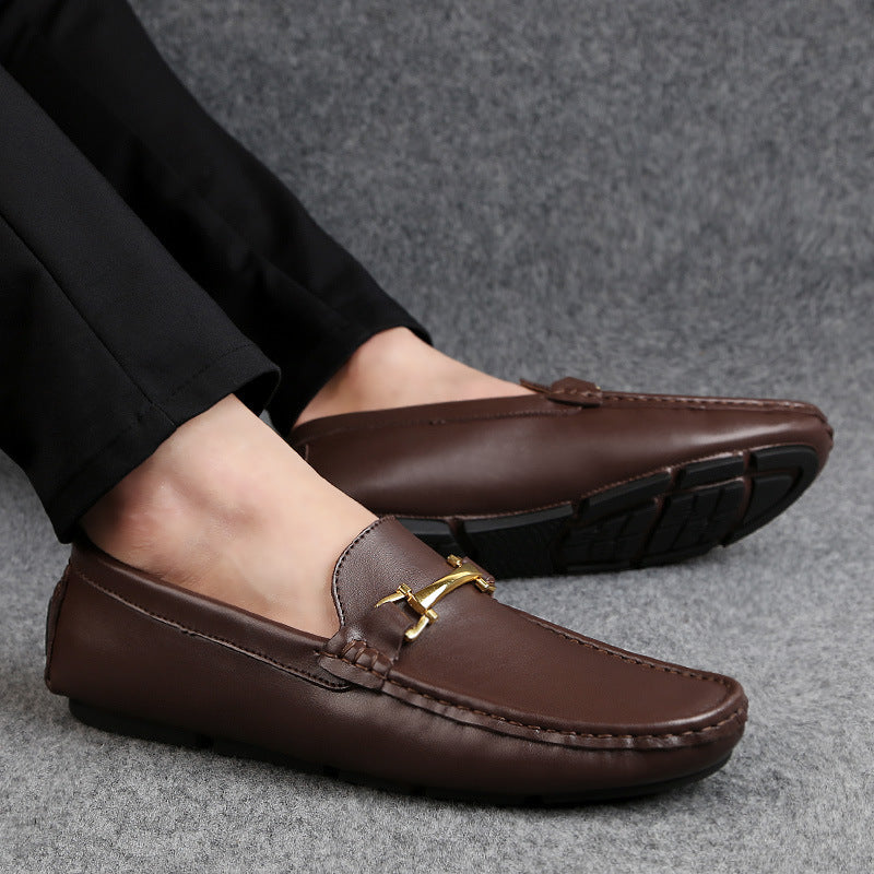 Spring And Summer Men'S Peas Shoes Korean Men'S Shoes Cowhide Driving Trendy Shoes Cross-Border Large Size Shoes