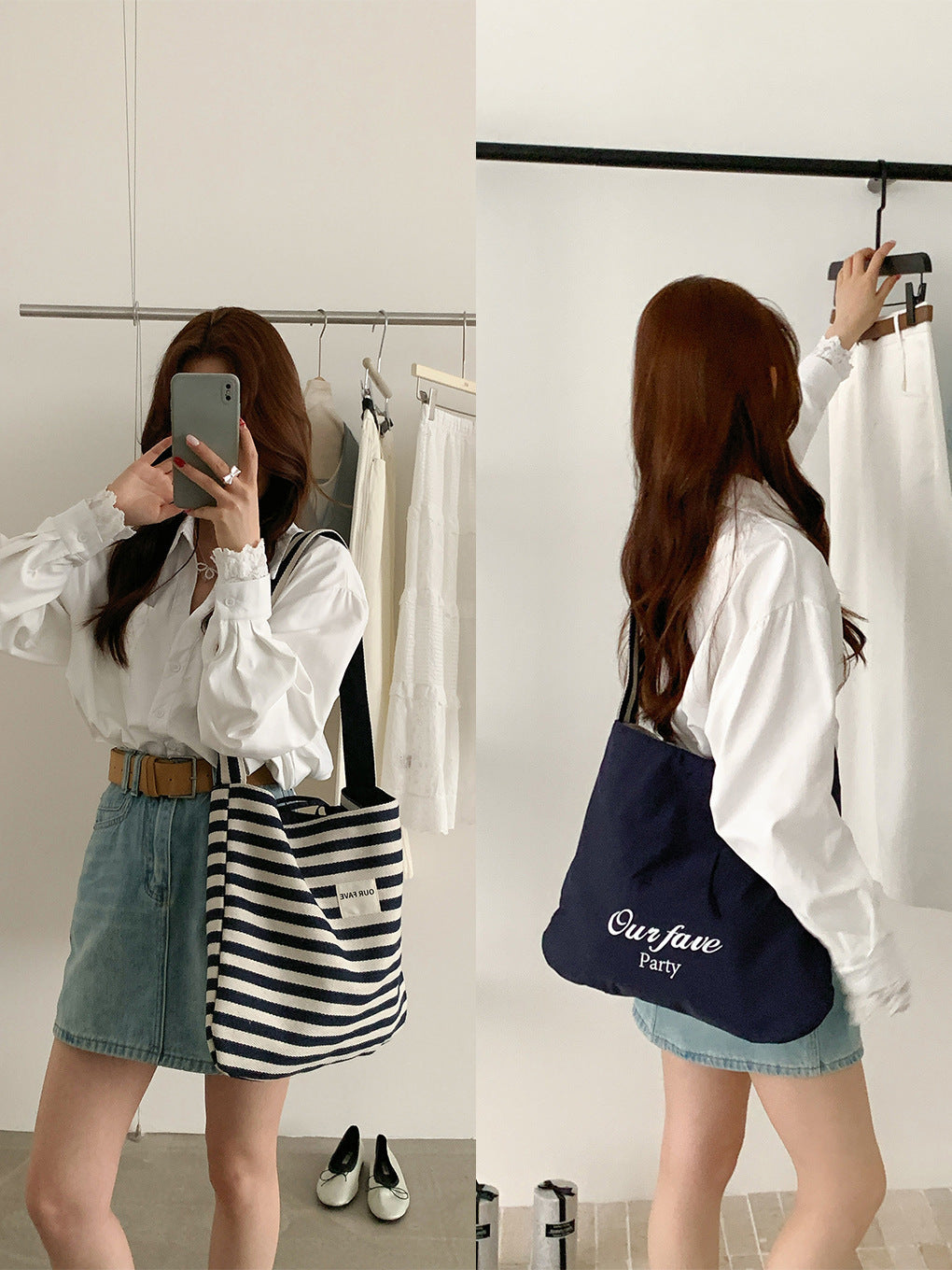 Single Shoulder Messenger Striped Dual-use Large Capacity Canvas Bag