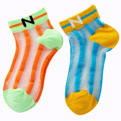 Children's Socks Summer Thin Section Girls Rainbow Vertical Bar Crystal Stockings