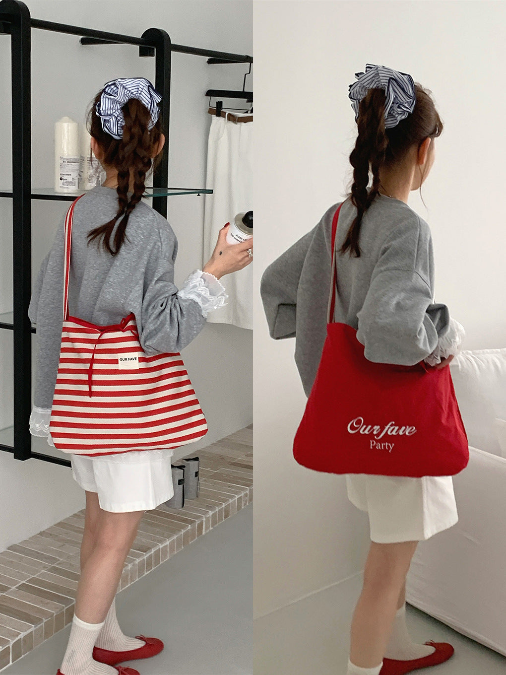 Single Shoulder Messenger Striped Dual-use Large Capacity Canvas Bag