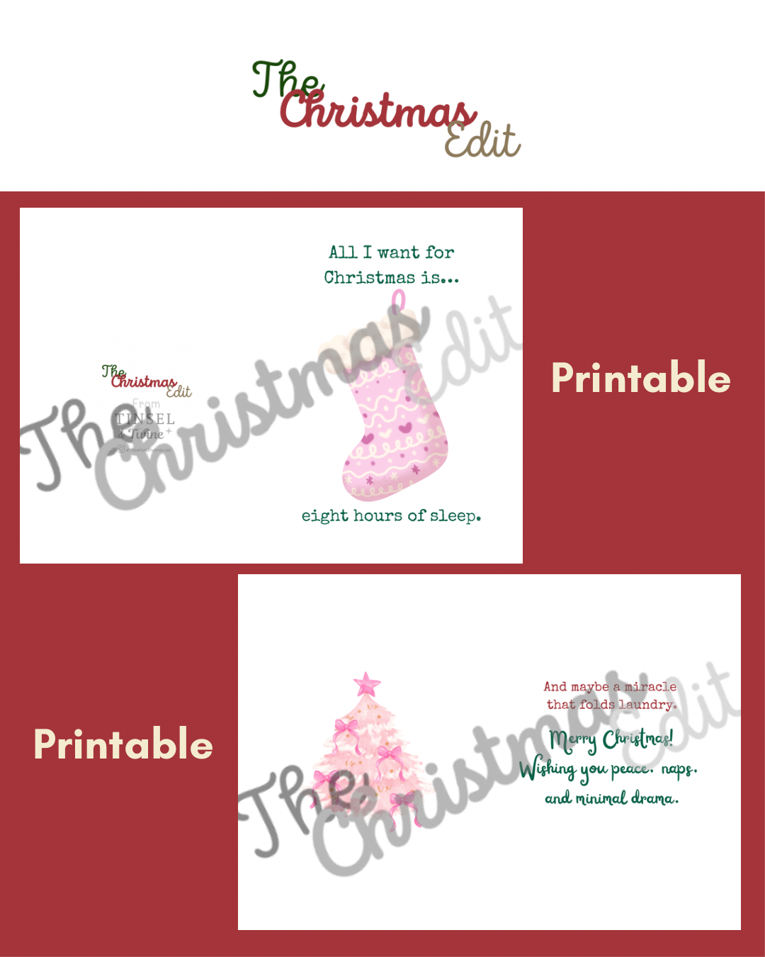 All I Want for Christmas Is Eight Hours of Sleep - Printable