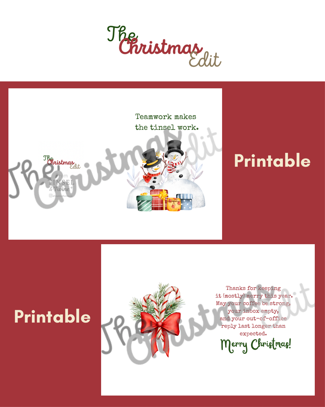 Teamwork Makes the Tinsel Work - Printable