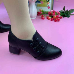 Shallow Mouth Thick Heel Women's Low-top Shoes With Soft Sole And Soft Surface